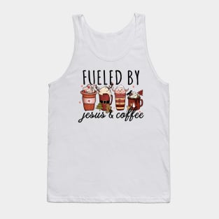 Funny Fueled By Coffee Jesus Caffeine Lover Christmas Tank Top